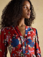 Joules Bethany Red Midi Dress - Image 3 of 9