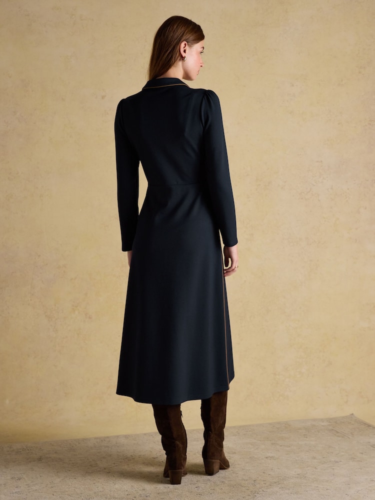 Joules Philipa Navy Ponte Zip Front Dress - Image 2 of 7 Joules Philipa Navy Ponte Zip Front Dress - Image 2 of 7