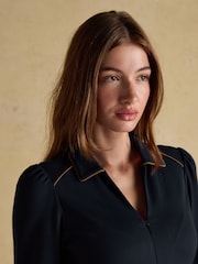Joules Philipa Navy Ponte Zip Front Dress - Image 3 of 7