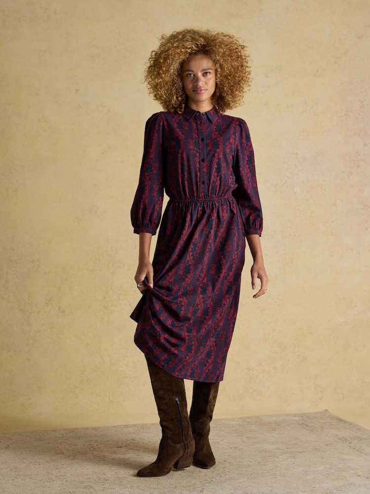 Joules Hazel Burgundy Red Jersey Shirt Dress - Image 1 of 7
