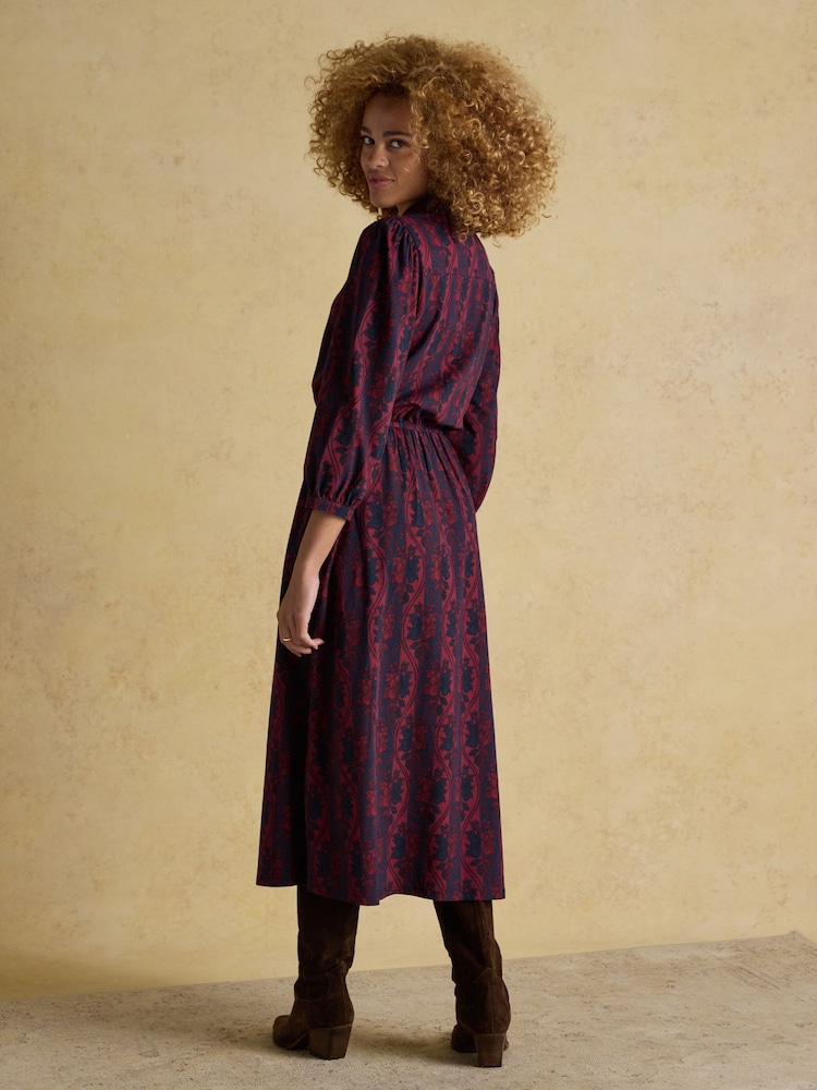 Joules Hazel Burgundy Red Jersey Shirt Dress - Image 2 of 7