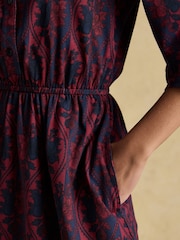 Joules Hazel Burgundy Red Jersey Shirt Dress - Image 5 of 7