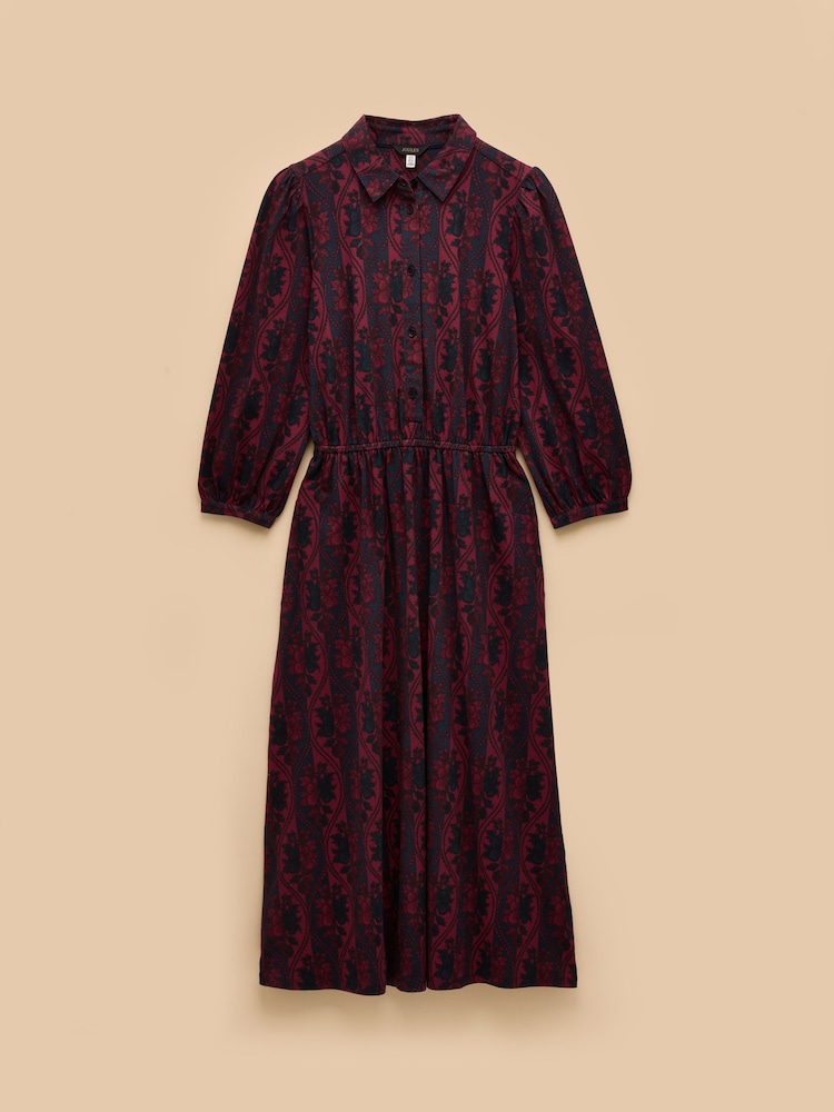 Joules Hazel Burgundy Red Jersey Shirt Dress - Image 7 of 7