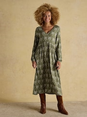 Nia Green Long Sleeve Midaxi Dress - Image 1 of 7