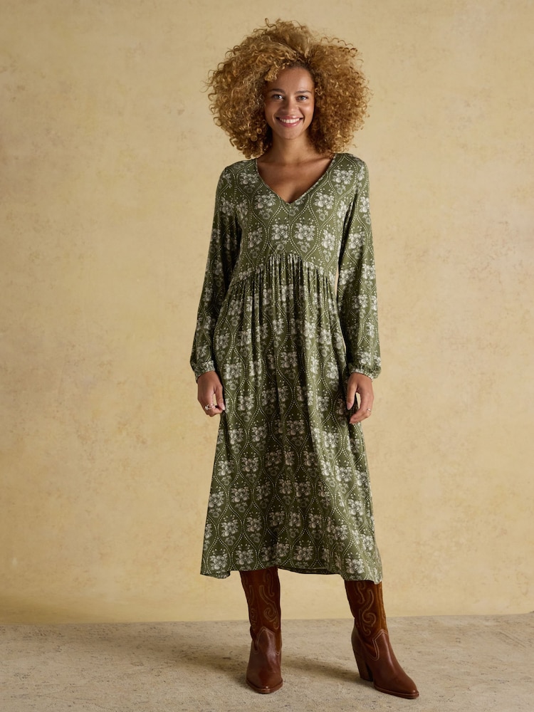 Nia Green Long Sleeve Midaxi Dress - Image 1 of 7