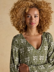 Nia Green Long Sleeve Midaxi Dress - Image 3 of 7
