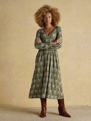 Nia Green Long Sleeve Midaxi Dress - Image 4 of 7