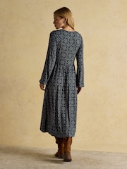 Nia Navy Long Sleeve Midaxi Dress - Image 2 of 6