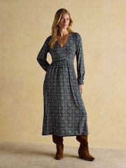 Nia Navy Long Sleeve Midaxi Dress - Image 4 of 6