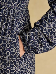 Nia Navy Long Sleeve Midaxi Dress - Image 5 of 6
