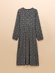 Nia Navy Long Sleeve Midaxi Dress - Image 6 of 6