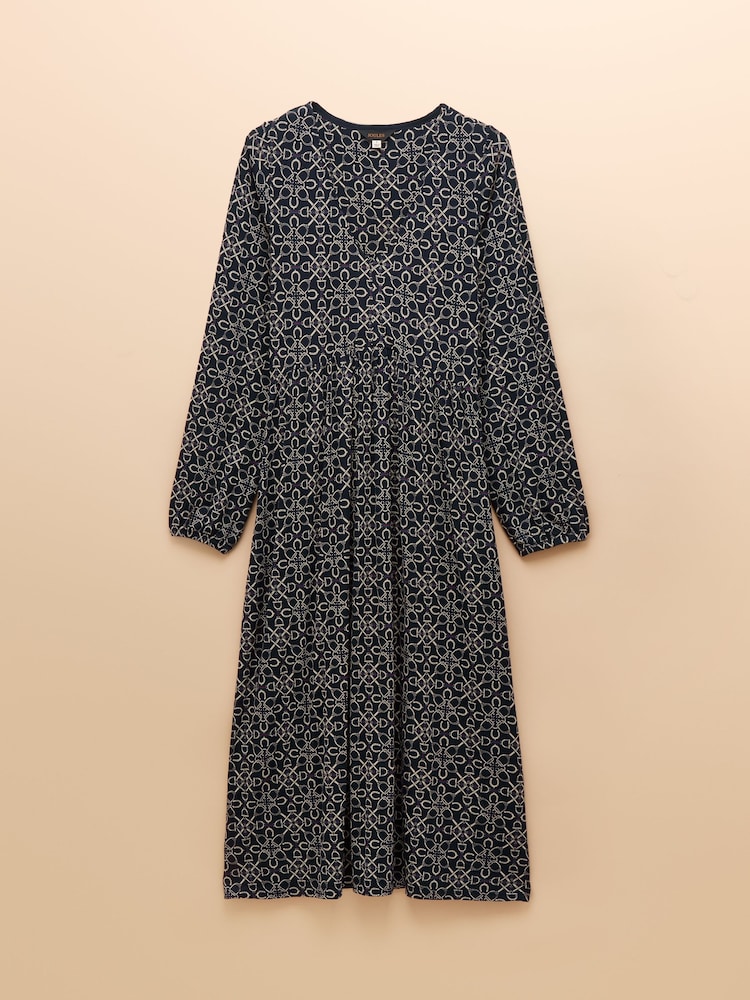 Nia Navy Long Sleeve Midaxi Dress - Image 6 of 6