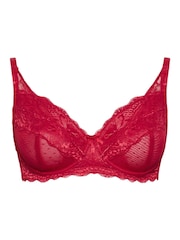 Yours Curve Red Lace And Mesh Underwired Bra - Image 5 of 6
