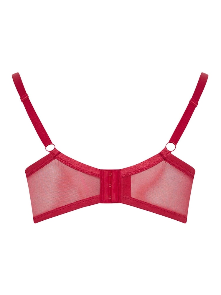 Yours Curve Red Lace And Mesh Underwired Bra - Image 6 of 6