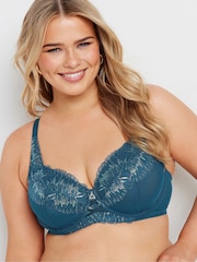 Yours Curve Green Iridescent Lace Underwired Bra - Image 4 of 6