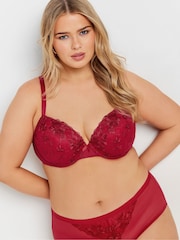 Yours Curve Red & Black Floral Embroidered Padded Bra Bras 2 Pack - Image 5 of 8