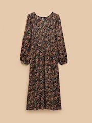 Joules Lilliana Navy Shirred Dress - Image 8 of 8