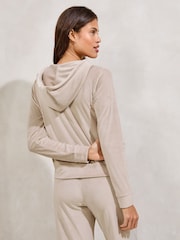 Ecru Embroidered Velour Zip Through Hoodie - Image 4 of 4