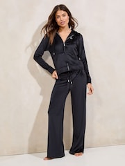 Black Embroidered Velour Zip Through Hoodie - Image 3 of 4