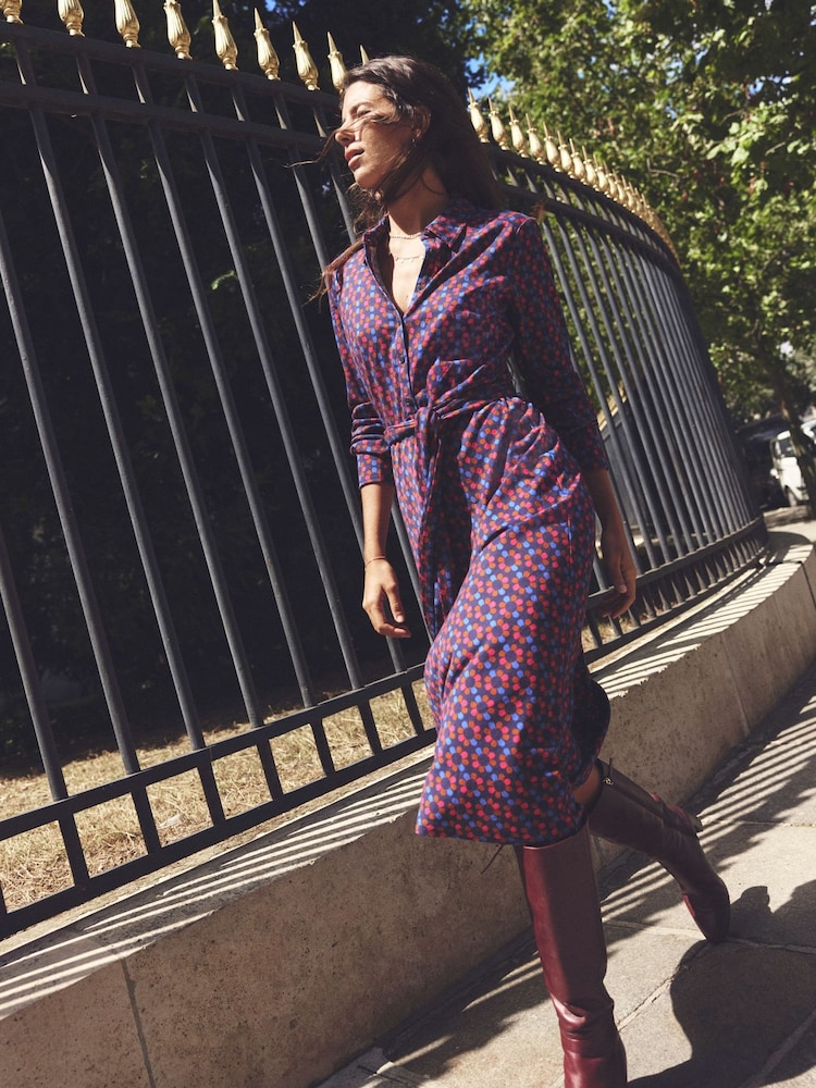 Boden Pink Laura Jersey Midi Shirt Dress - Image 1 of 1