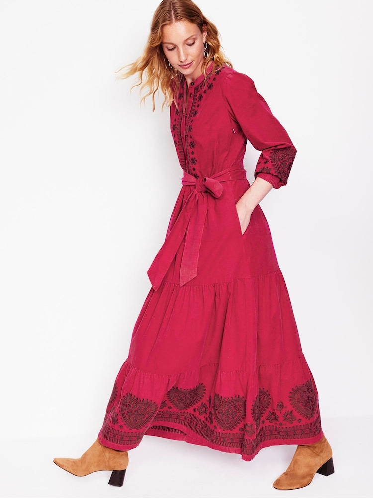 Boden Pink Alba Cord Maxi 100% Cotton Dress - Image 2 of 7