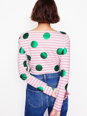 Boden Cream 100% Cotton Ella Long Sleeve Breton T-Shirt - Image 3 of 5