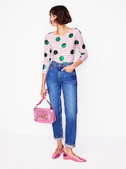 Boden Cream 100% Cotton Ella Long Sleeve Breton T-Shirt - Image 4 of 5