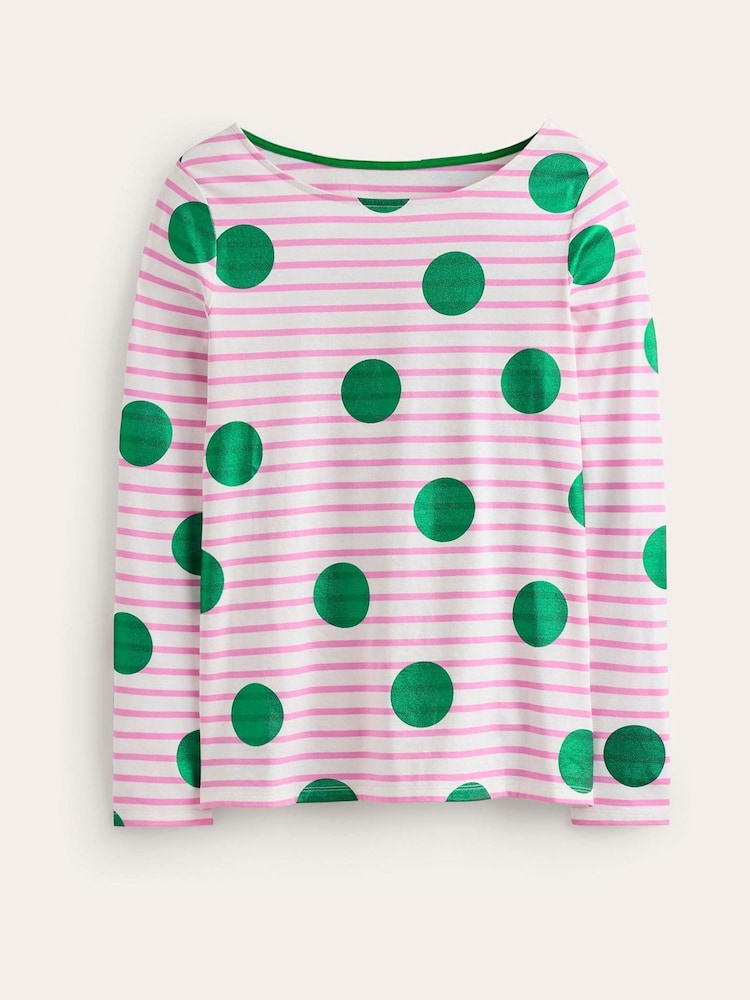 Boden Cream 100% Cotton Ella Long Sleeve Breton T-Shirt - Image 5 of 5