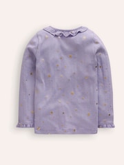 Boden Purple Ruffle Sparkle Pointelle Top - Image 2 of 3