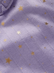 Boden Purple Ruffle Sparkle Pointelle Top - Image 3 of 3