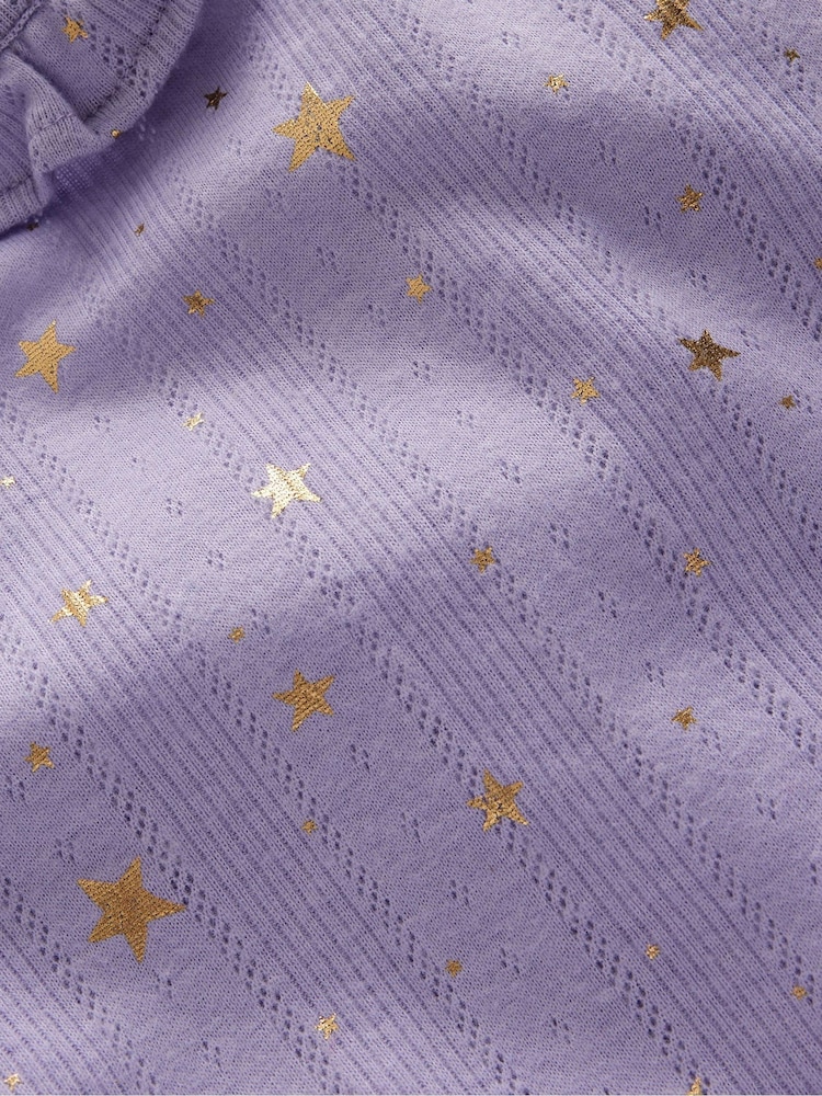 Boden Purple Ruffle Sparkle Pointelle Top - Image 3 of 3
