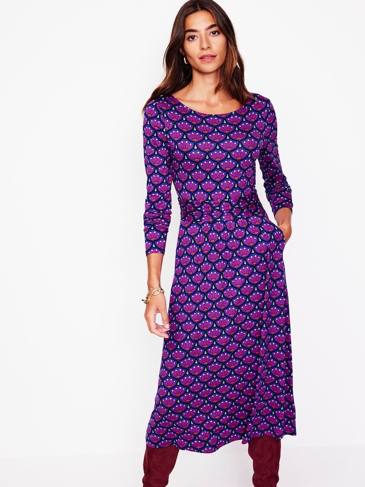 Boden Purple Amelie Long Sleeve Midi Dress - Image 2 of 5