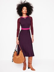 Boden Purple Sam Colourblock Knitted Dress - Image 1 of 6