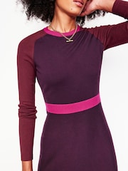 Boden Purple Sam Colourblock Knitted Dress - Image 2 of 6