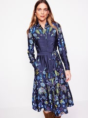 Boden Blue Kate Satin Shirt Dress - Image 1 of 3