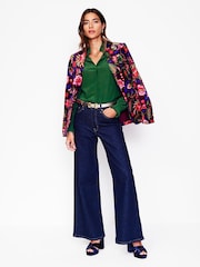 Boden Green Ruffle Collar Silk Blouse - Image 4 of 5