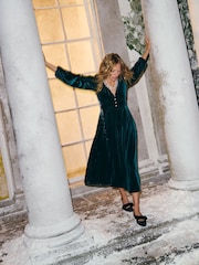 Boden Green Jocelyn Velvet Tea Dress - Image 1 of 6