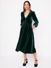 Boden Green Jocelyn Velvet Tea Dress - Image 2 of 6