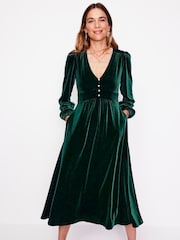 Boden Green Jocelyn Velvet Tea Dress - Image 5 of 6