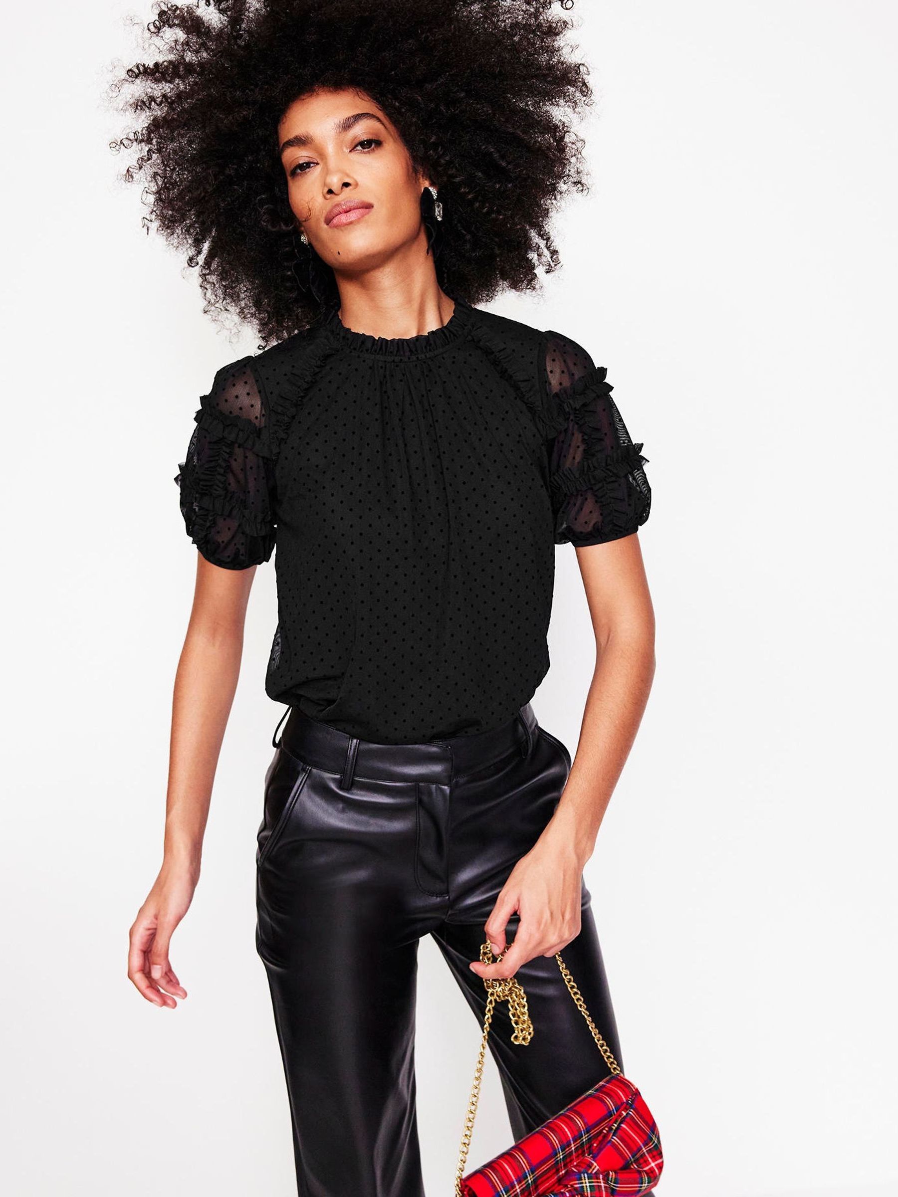 Buy Boden Black Short Sleeve Tulle Top from the Next UK