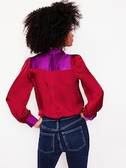 Boden Burgundy Satin Party Shirt - Image 2 of 5