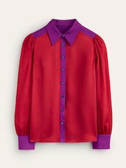 Boden Burgundy Satin Party Shirt - Image 5 of 5