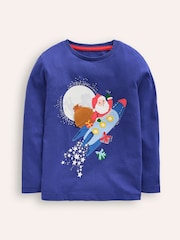 Boden Blue Lift The Flap 100% Cotton Christmas T-Shirt - Image 1 of 3