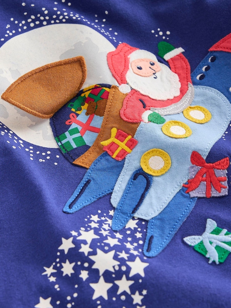 Boden Blue Lift The Flap 100% Cotton Christmas T-Shirt - Image 3 of 3