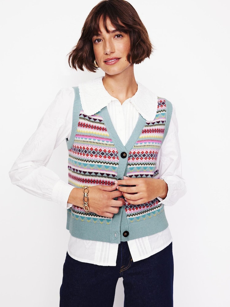 Boden Edie Fairisle Pattern Waistcoat - Imagen 2 de 7