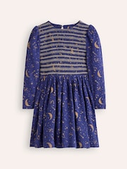 Boden Blue Shirred Bodice Woven Dress - Image 1 of 3