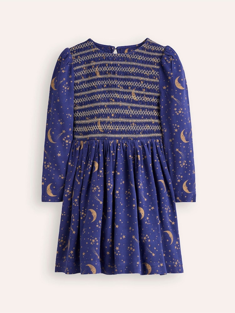 Boden Blue Shirred Bodice Woven Dress - Image 1 of 3