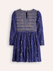 Boden Blue Shirred Bodice Woven Dress - Image 2 of 3