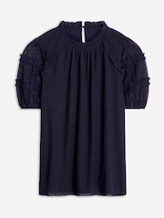 Boden Blue Short Sleeve Tulle Top - Image 5 of 5