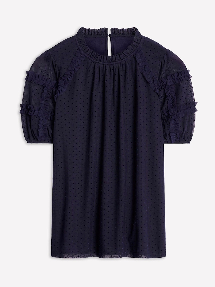 Boden Blue Short Sleeve Tulle Top - Image 5 of 5